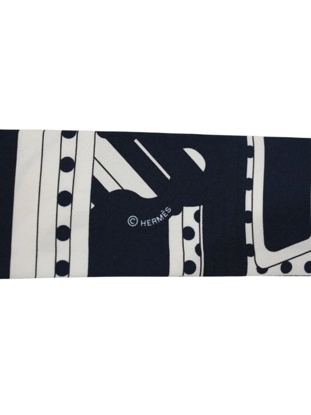 Hermes Faubourg Rainbow Silk Navy White Scarf
